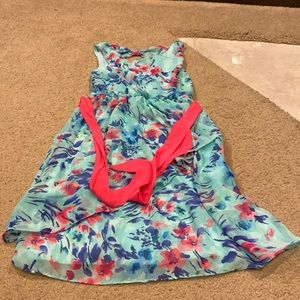 Emily West Floral Printed Chiffon Layered Dress